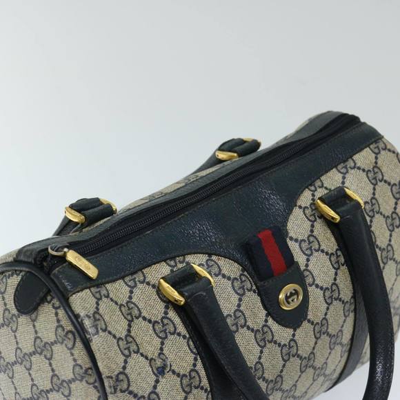 GUCCI GG Supreme Sherry Line Hand Bag PVC Navy Red 40 02 006 Auth 69897 - Picture 7 of 16